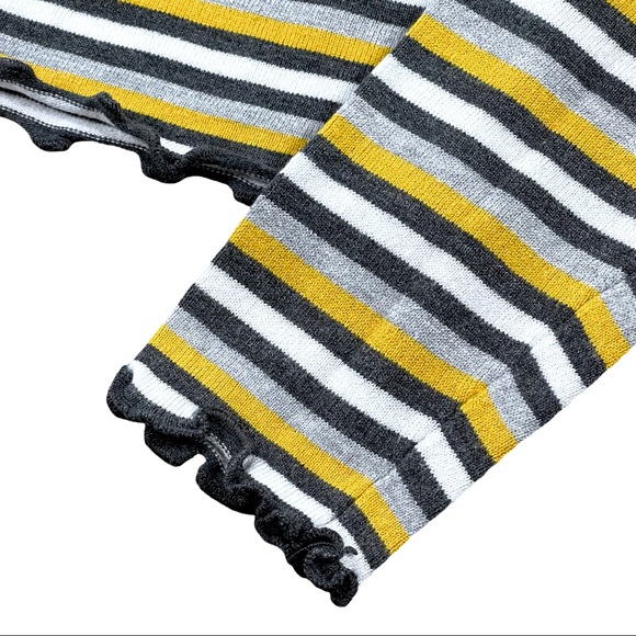Ultra Flirt size medium grey yellow & white striped crop top ruffle hems EUC - Picture 7 of 14